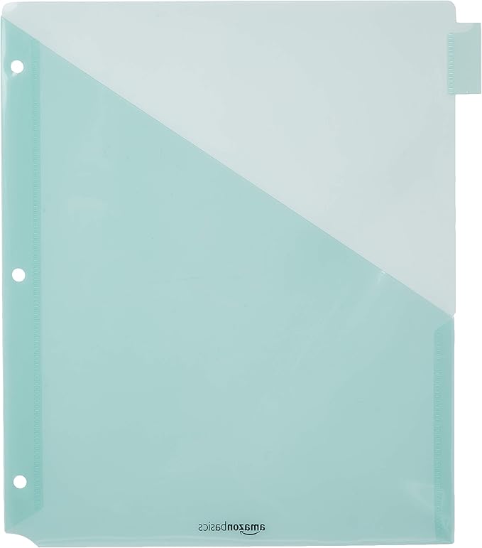 Amazon Basics Tab Dividers for 3 Ring Binder, Two Pocket, Letter Size, Assorted Colors, 24 Count