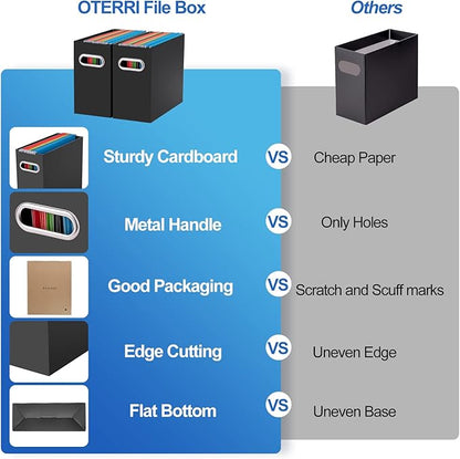 Oterri File Organizer, Small Storage Box, Cardboard File Folder Organizer, Collapsible File Box, Hanging File Organizer for Letter Size, Portable File Box, Only Box (Multi color,8 Packs)