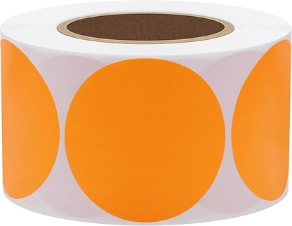 Hybsk 2 inch Circle Color Direct Thermal Stickers Shipping Labels for Barcodes,Name Tag,DIY Logo Design,QR Code,Inventory– Compatible with Zebra,Rollo,Munbyn,and More-750 pcs (2 inch,Orange)