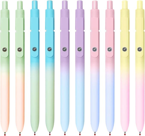 UIXJODO Gel Pens, 10 Pcs Black Ink Pens for Women, 0.7mm Medium Point Smooth Writing Pens with Silicone Grip, High-End Series Metal Clip Retractable Pens for Journaling Note Taking (10 Pcs Pastel)
