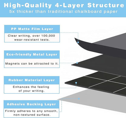 Magnetic Chalkboard Contact Paper for Wall 60" x 36" Self Adhesive Blackboard Wallpaper Peel and Stick Chalk Board Wall Decal Roll with Chalks for Kids Home Playroom Classroom