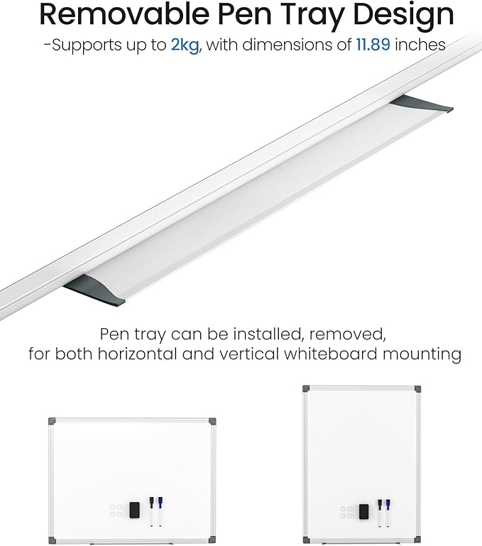 VUSIGN 6PCS Magnetic White Board Hanging 36" x 48" for Office, Class, Home, Sliver Aluminum Frame, 6 Dry-Erase Eraser, 12 Multicolor Marker, 24 Magnetic Pins