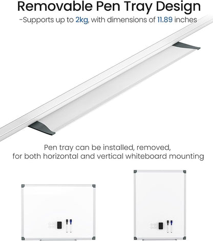 VUSIGN 6PCS Magnetic White Board Hanging 36" x 48" for Office, Class, Home, Sliver Aluminum Frame, 6 Dry-Erase Eraser, 12 Multicolor Marker, 24 Magnetic Pins