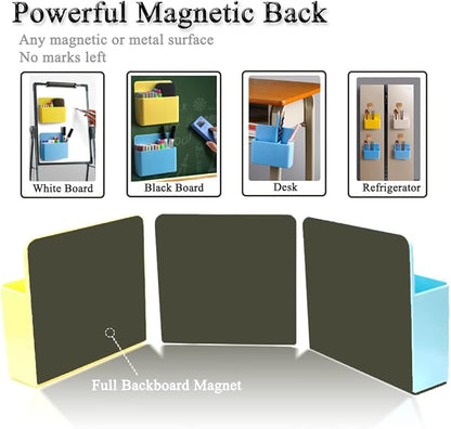 1 Pack Magnetic Marker Holder, Dry Erase Marker Holder Chalk Pen Storage Organizer for Whiteboard/Blackboard, Fridge/Regrigerator, Metal Locker, and Cabinet, (Yellow)