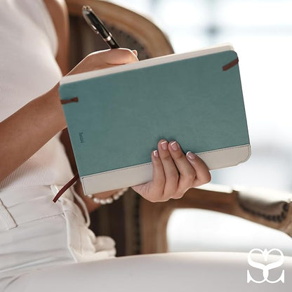 SETTINI® Lined Journal - Sleek Teal Journal for Writing Gift Set - Hardcover Vegan Leather, Includes Luxury Pen in a Unique Pen Holder, 192 Pages, 6 x 8.5 inches, Birthday Gifts