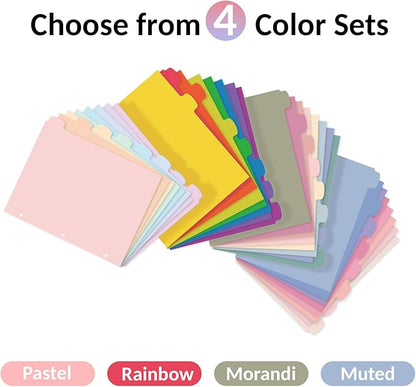Sooez 8-Tab Durable Plastic Write & Erase Big Tab Dividers for 3 Ring Binder, Aesthetic Cute Pastel Binder Dividers for Student, Teacher, Office, Home Organizers, 3 Sets, Muted