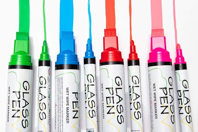 Glass Pen Window Marker: Liquid Chalk Markers for Glass, Car Marker or Mirror Pen with Washable Paint - Graduation Car Windows, Storefront Window, Wedding, Parade, Party & Holiday (Orange, Fine Tip)