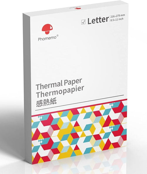 Phomemo US Letter Thermal Printer Paper, Advanced Thermal Printing, Phomemo Thermal Paper Compatible with COLORWING M08F-Letter, M832, M834, MT800/MT800Q Portable Printer, 8.5" x 11", 200 Sheets