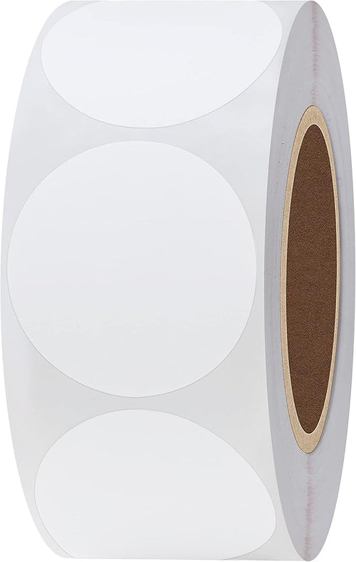 Hybsk 1.5 inch Circle Color Direct Thermal Stickers Shipping Labels for Barcodes,Name Tag,DIY Logo Design,Inventory– Compatible with Zebra,Rollo,Munbyn,and More-1000 pcs (1.5 inch,White)