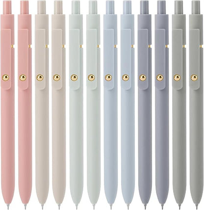 Ddaowanx Gel Pens, 12 Pcs 0.5mm Quick Dry Black Ink Pens Fine Point Smooth Writing Pens, Cute Office School Supplies Gifts for Women (12 Pcs Morandi-Black Ink)