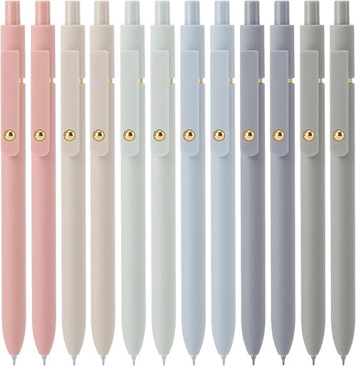Ddaowanx Gel Pens, 12 Pcs 0.5mm Quick Dry Black Ink Pens Fine Point Smooth Writing Pens, Cute Office School Supplies Gifts for Women (12 Pcs Morandi-Black Ink)