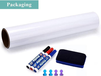 Magnetic Dry Erase Whiteboard Paper, 16" x 24" Self Adhesive Whiteboard for Wall, Easy to Write and Clean Dry Erase Board for Kids, Office, Home, with Marker, Magnetic Eraser and Magnets