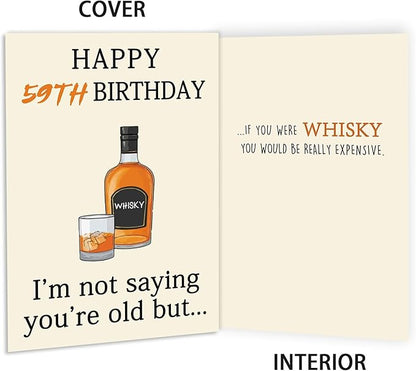 Funny Whiskey 59th Birthday Card, 59th Birthday Gifts for Him Her, Unique 59th Birthday Decorations for Men Women, Happy 59 Year Old Birthday Card Gifts for Husband Wife