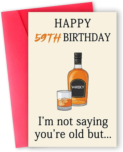 Funny Whiskey 59th Birthday Card, 59th Birthday Gifts for Him Her, Unique 59th Birthday Decorations for Men Women, Happy 59 Year Old Birthday Card Gifts for Husband Wife