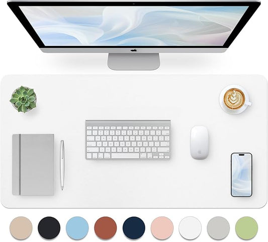 Bloss White Desk Mat, Mouse Pad, Waterproof Leather Desk Pad, Desk Matt for Desktop, Non-Slip Ccomputer Desk Protecor Mat for Office/Home (27.6 x 13.8 Inches)