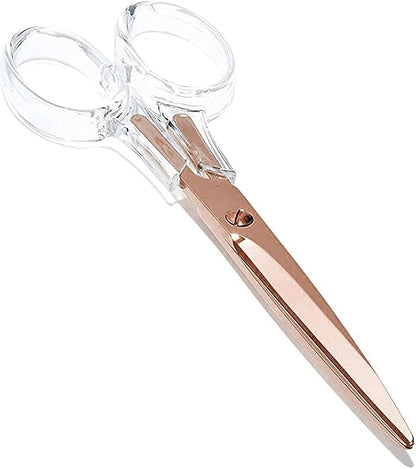 OfficeGoods 3 Piece Acrylic Desk Set - Includes Ruler, Staple Remover, Scissors - Functional & Elegant Desk Accessories - Stationery Tools for Home, Office, and School - Clear with Rose Gold Metal