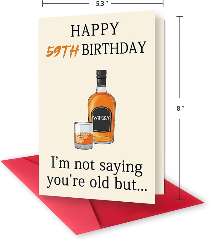 Funny Whiskey 59th Birthday Card, 59th Birthday Gifts for Him Her, Unique 59th Birthday Decorations for Men Women, Happy 59 Year Old Birthday Card Gifts for Husband Wife