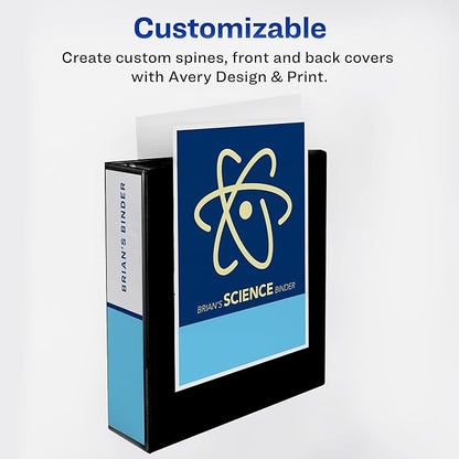 Avery Heavy-Duty View 3 Ring Binder with 3 Inch Rings, 8 Tab Customizable Table of Contents Binder Dividers, Office Supplies Set (01677)