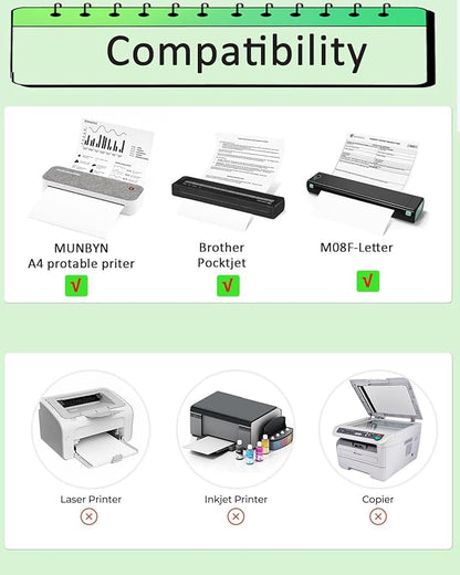 Thermal Printer Paper 8.5 x 11 Inch, US Letter Size Thermal Paper 200 Sheets, Compatible with ITP01/A40 Portable Thermal Printer, Continual Feeding Thermal Paper