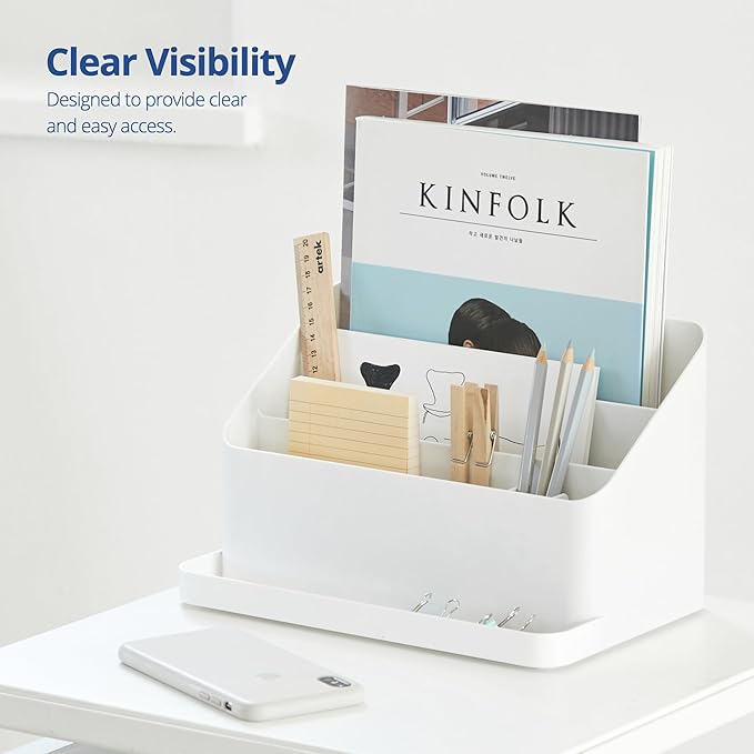 BLUE GINKGO Desk Organizer – Korean-Made Office Storage for Pens, Notes, Mail, and Supplies (Green)