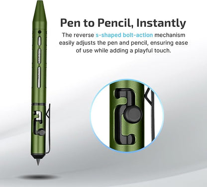 OLIGHT O'Pen Mini 2 Ballpoint Pen and Pencil in One, Replaceable EDC Refill and Pencil Tip, Smooth Writing, for Office, Working, Writing (OD Green)