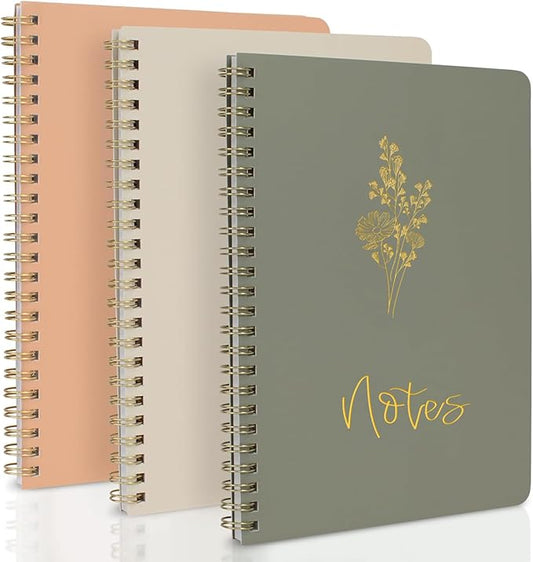 3 Packs Aesthetic Spiral Dotted Bullet Grid Journal Total 348 Pages - Premium Acid-Free Paper 120 gsm Thick Paper, Dot Grid Notebook, 5.8'' × 8.3'' - Morandi Color's Cover