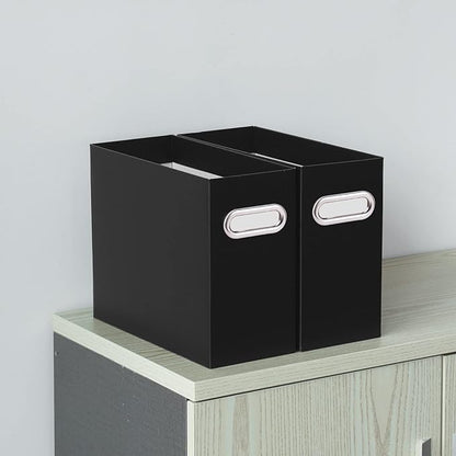 Oterri File Organizer, Small Storage Box, Cardboard File Folder Organizer, Collapsible File Box, Hanging File Organizer for Letter Size, Portable File Box with Handle, Only Box (Black,1 Pack)