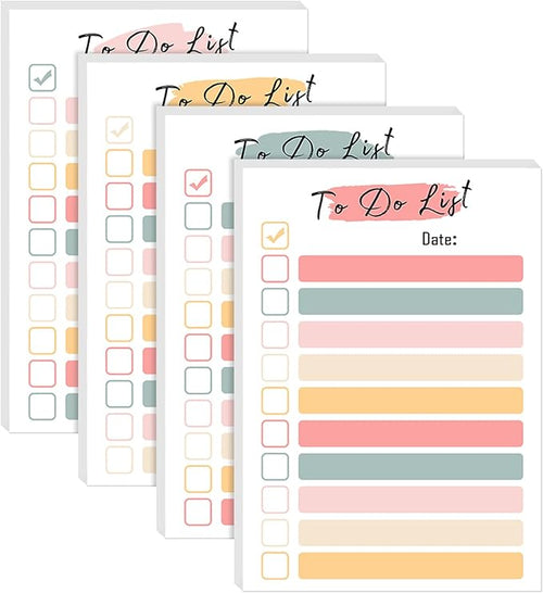 4 Packs to Do List Notepad, 240 Sheets Daily to Do List Sticky Notes 4x6Inches Memo Pad Pastel Candy Color Portable Planner for Coworkers Funny Office Gifts, 4 Cute Designs
