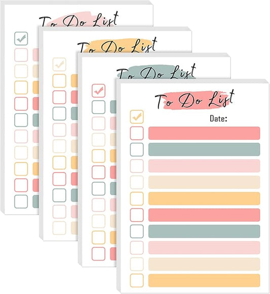 4 Packs to Do List Notepad, 240 Sheets Daily to Do List Sticky Notes 4x6Inches Memo Pad Pastel Candy Color Portable Planner for Coworkers Funny Office Gifts, 4 Cute Designs