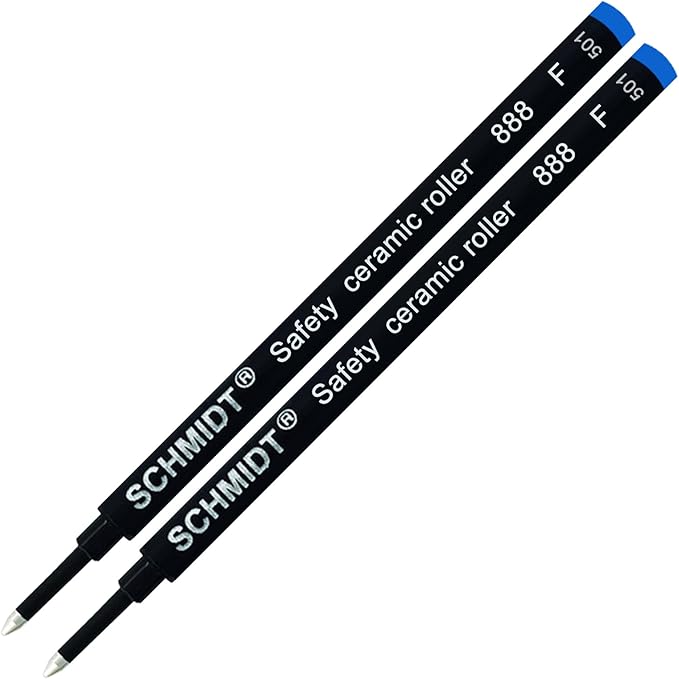 Blue Schmidt German Roller Pen Refill Safety Ceramic Roller 888 F (2 Pieces)