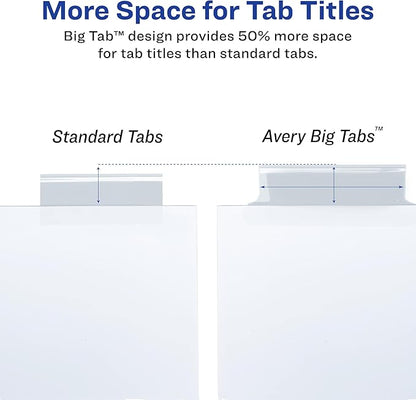 Avery 11223 Insertable Big Tab Dividers, 8-Tab, 11 1/8 x 9 1/4