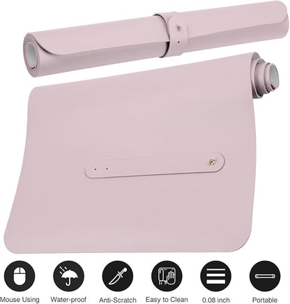 Boutilon Leather Desk Pad,47"x 24"XXX Large Business Desk Pad,Waterproof Student Study Desk Mat Protector Writing Pad for Keyboard and Mouse in Home Office Accessories(XXXL-Light Pink)