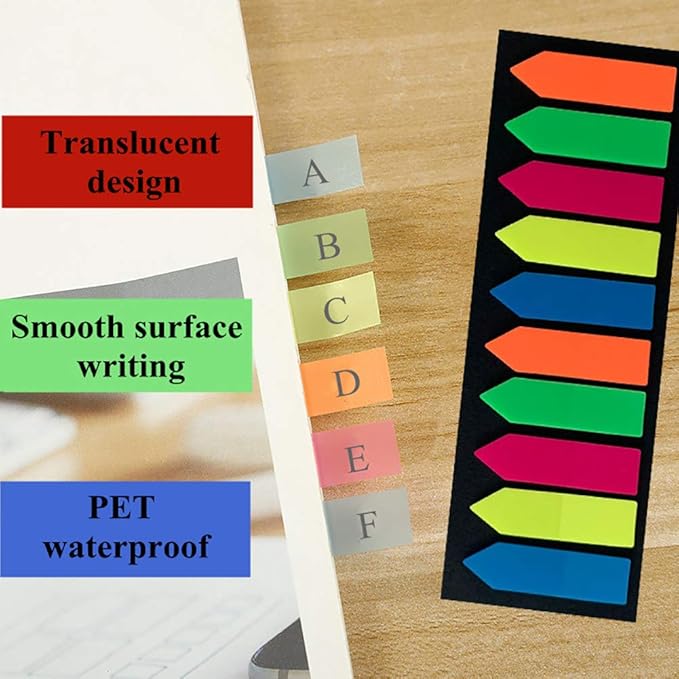 3000 Pieces Neon Page Markers Sticky Index Tabs, Colored Index Tab Flags, Fluorescen Sticker Tabs Note for Books, 12 Sets 2 Designs