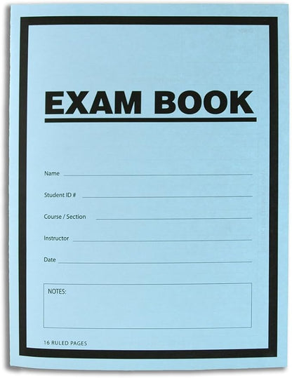 BookFactory Exam Blue Book Blue Exam Booklet Test (100 Pack) (Ruled Format - 8.5" x 11" - 16 Numbered Pages) Saddle Stitched (LAB-016-7RSS (Exam Book) 100 Pack)