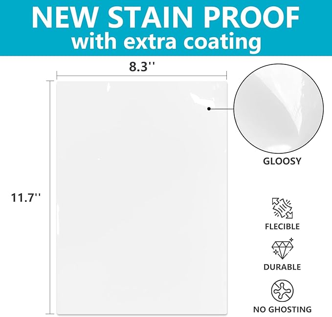 Dry Erase Board Sticker- Whiteboard Stickers-8.27''x11.69'' Removable Dry Erase Sheets- Fridge Dry Erase Paper for Wall/Desk/Refrigerator/Door/Locker/Home/Office/Classroom (White-2Pcs)