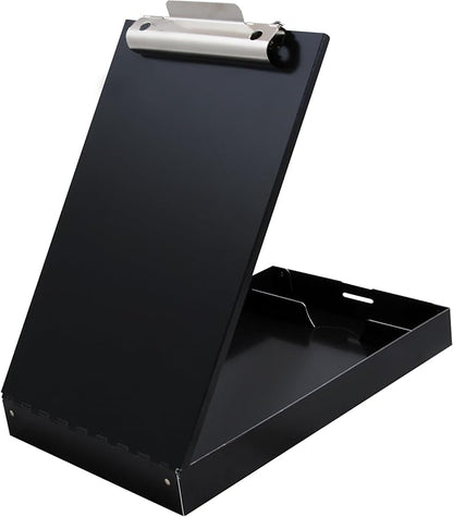 Saunders Metal Clipboard with Storage, Dual Storage Nursing, Letter Size Heavy Duty Contractor with High Capacity Clip and Self Locking Latch, Black, Proudly Made in USA