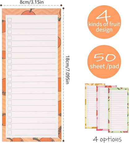 Camelmother 8Magnetic Notepads for Refrigerator Grocery List Magnet Pad for Fridge magnetic grocery list pad for fridge 60 Sheets Per Note Pads (8 Fruits)