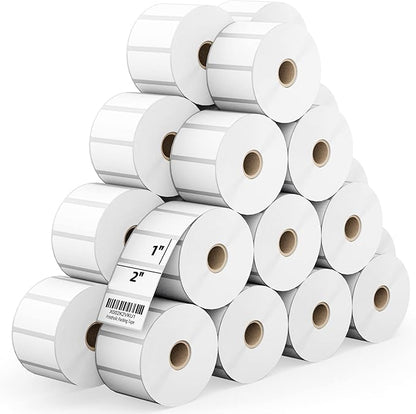 24 Rolls 2" x 1" Direct Thermal Labels for Barcodes Postage Address Shipping Labels Compatible with Rollo & Zebra Desktop Printers Adhesive - 1300 Labels/Roll
