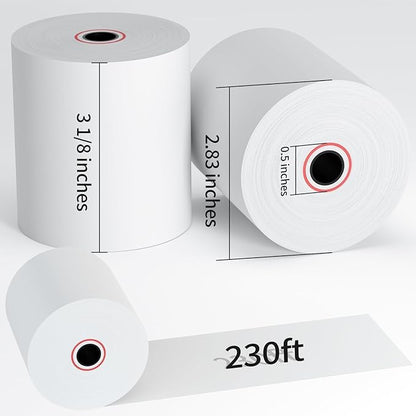 3-1/8 x 230ft Thermal Receipt Paper Rolls, Cash Register Paper Rolls, Thermal Paper for Cash Register/POS Terminals (5 Rolls)