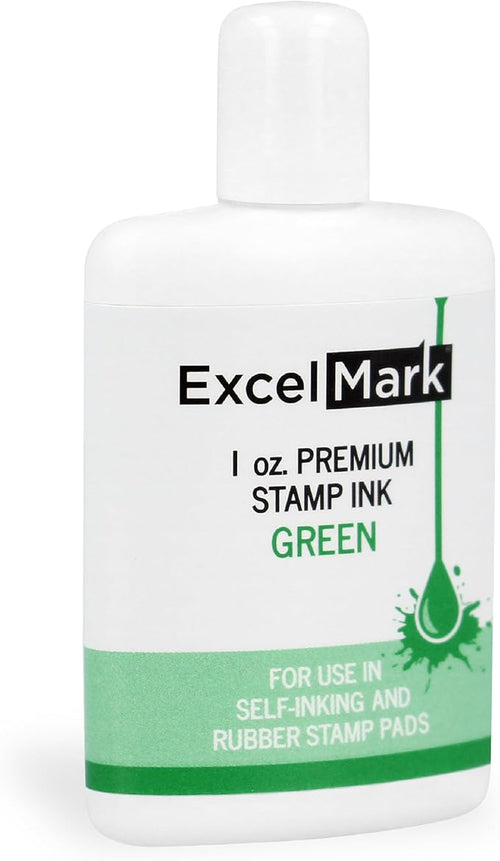 ExcelMark Premium Self-Inking Stamp Refill Ink - 1 oz. (Green)