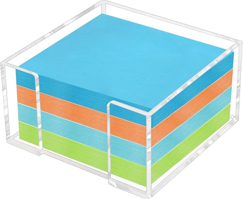 Acrylic Sticky Note Holder - 3 x 3 Inch Post It Note Holder, Crystal Clear Sticky Note Dispenser for Dorm Room Home and Office Acrylic Desk Organizer