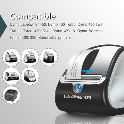 BETCKEY - Compatible DYMO 30252 (1-1/8" x 3-1/2") Address & Barcode Labels - Compatible with DYMO Labelwriter 450, 4XL, NOT Fit 550 & 5XL [28 Rolls/9800 Labels]