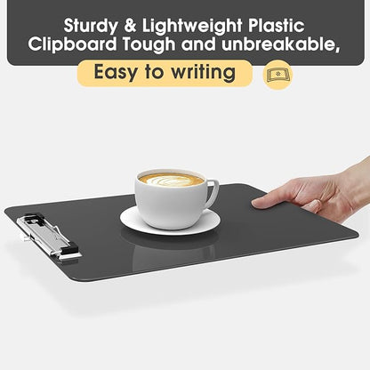 Plastic Clipboards 2 Pack, A4 Grey Clip Board 8.5x11 for Classroom, Students, Kid, Woman, Size 9" x 12.5" with Low Profile Clip, Office & School Supply