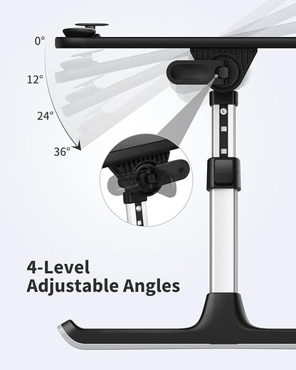 Laptop Desk for Bed, SAIJI Height & Angle Adjustable Laptop Stand for Bed, Lap Desk Bed Tray Table, Light Weight Foldable Portable Laptop table for Couch Sofa Chair Floor Desk for Adults, Kids (Black)
