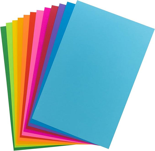 Hygloss Assorted Bright Colored Paper - 24 lb, 89 GSM, Acid-Free, Fade-Resistant, 11x17-Inch Ledger Size Color Copy Paper, 48 Sheets, 12 Colors
