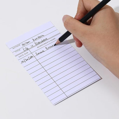 Library Cards, Checkout Catalog Book Card,Library Checkout Index Cards, Due Date NoteCards for Record Keeping (3x5 in,100 Count)