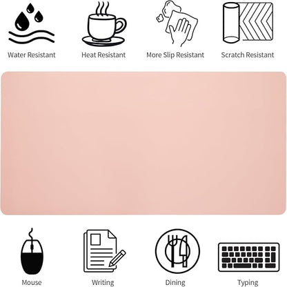 Blossoms Pink Desk Mat, Waterproof Non-Slip Leather Desk Pad, Large Mouse Pad, Desk Writing Pad, Desk Mat for Keyboard and Mouse Desk Organizers and Accessories (31.5×15.7 Inches)
