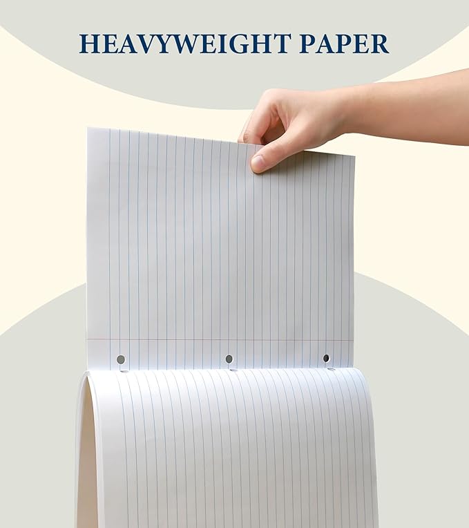 Loose Leaf Paper, Notebook Paper, 8.5 x 11 Wide Ruled Paper, 3 Hole Punch Binder Paper, Binder Notebook, Lined Paper for 3 Ring Binders, 200 Sheets Filler Paper, Writing Paper with Lines (2 Pack)