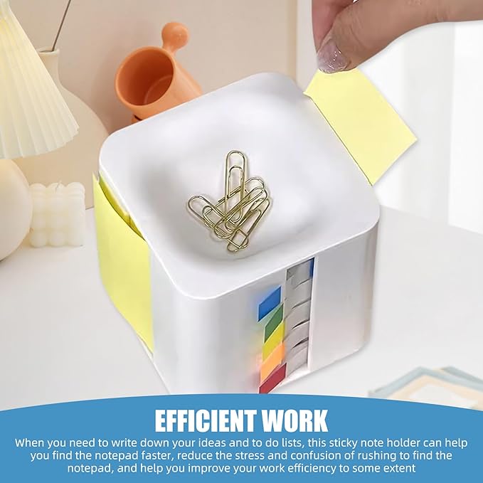 5-in-1 Sticky Note Holder for Desk - Pop Up Sticky Note Dispenser with Pop Up Post Its, Sticky Note Holder & Storage, Magnetic Absorber Case for On-The-Go Organization (Black)