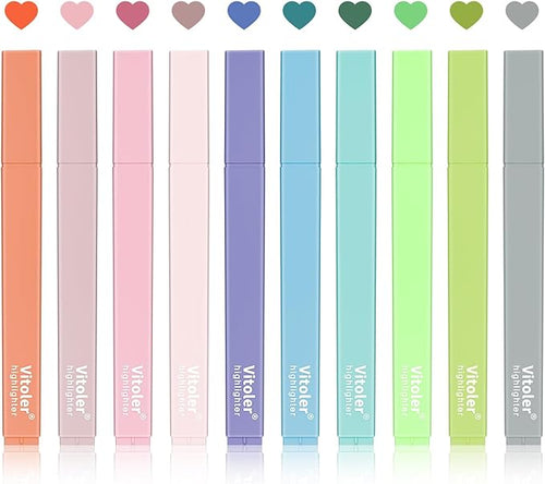 Vitoler Bible Highlighters with Soft Chisel Tip,10Pcs,Lake Colors,Aesthetic No Bleed Bible Highlighter Pastel,Cute Highlighters for School Office Supplies